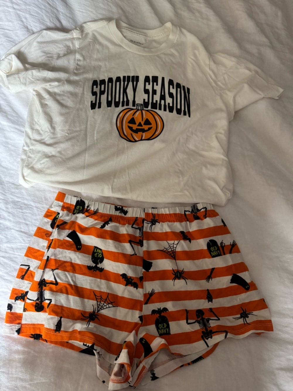 Old Navy White & Orange 'Spooky Season' Kids Pajama Set
